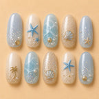 Coastal Pearl Ocean Beach Press On Nails