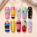 Colorful School Supplies 3D Press On Nails — image 2