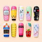 Colorful School Supplies 3D Press On Nails — image 1