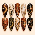 Copper Moonlit Ghost & Pumpkin Press On Nails — image 1