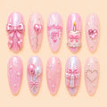 Coquette Birthday Bow & Chrome 3D Press On Nails