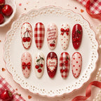 Coquette Cherry & Gingham Birthday Glossy Press On Nails