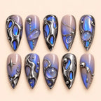 Cosmic Orbit Chrome 3D Press On Nails — image 1