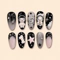 Cosmic Teddy Headphones 3D Almond Press On Nails — image 1