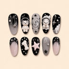 Cosmic Teddy Headphones 3D Almond Press On Nails — image 1