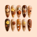 Cozy Plaid Cat & Pumpkin 3D Thanksgiving Press On Nails — image 1