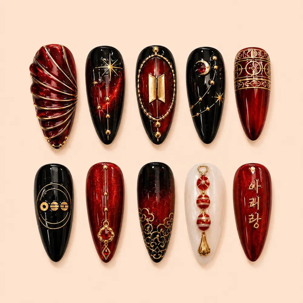 Crimson Celestial Love Press On Nails — image 1