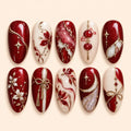 Crimson Christmas Ornament 3D Press On Nails — image 1