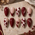 Crimson Hearts 3D Almond Press On Nails — image 2