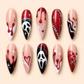 Crimson Horror Mask & Drip Stiletto Press On Nails — image 1