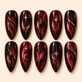 Crimson Moon Cat Eye Press On Nails — image 1