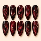 Crimson Moon Cat Eye Press On Nails — image 1