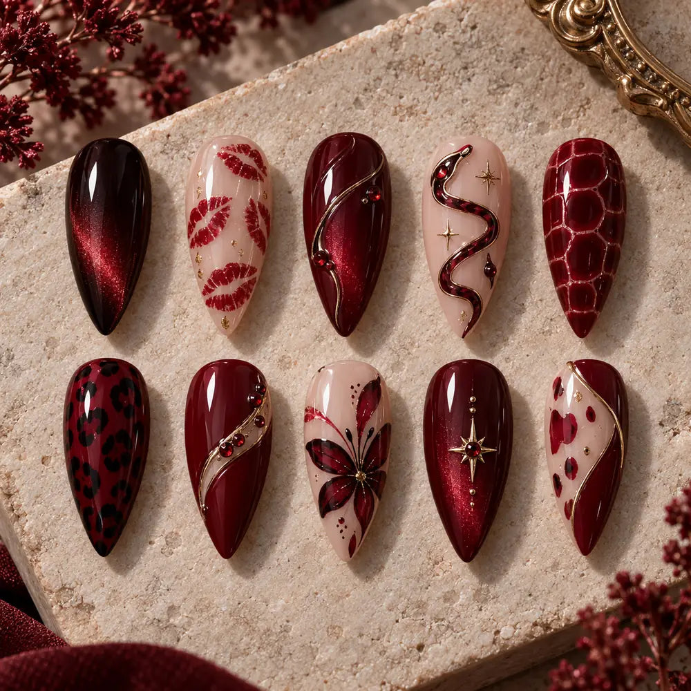 Crimson Serpent Cat Eye Press On Nails — image 2