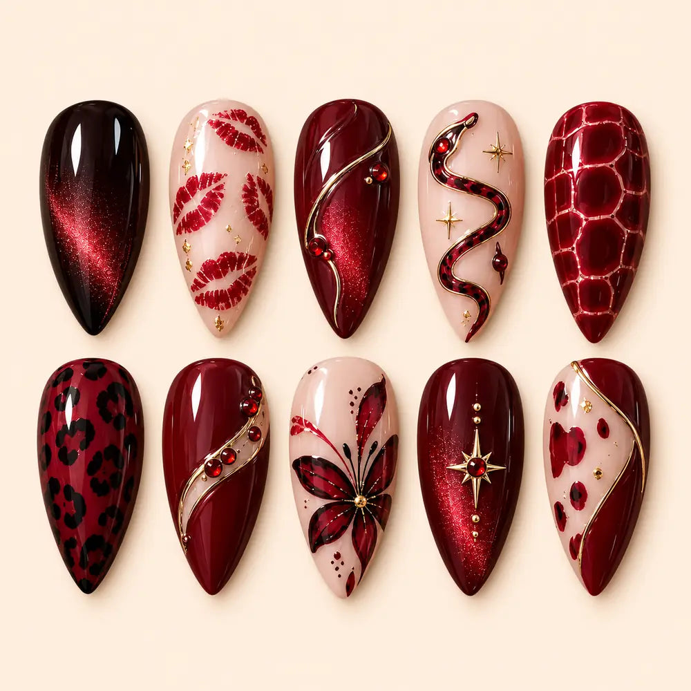 Crimson Serpent Cat Eye Press On Nails — image 1