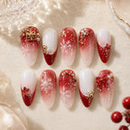 Crimson Snowflake Gift Bow Ombre Press On Nails — image 2
