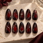 Crimson Star Orbit Cat Eye Press On Nails — image 2