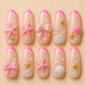 Cute Coastal Beach Starfish Pearl French Tip Press On Nails