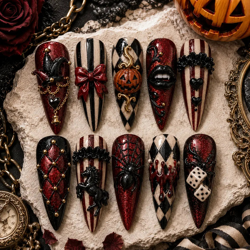 Cute Halloween Pumpkin & Ghost Ombre Press On Nails