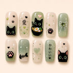Cute Kawaii Black Cat Ombre Cat Eyes Press On Nails