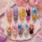 Cute & Kawaii Bunny Pastel Jelly Glitter Press On Nails