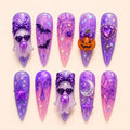 Cute Kawaii Halloween Ghost Cat Ombre Press On Nails