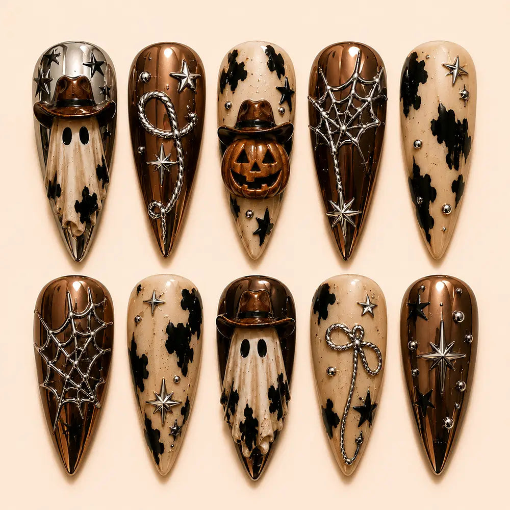 Cute Kawaii Halloween Witch Chicken Rhinestone Press On Nails