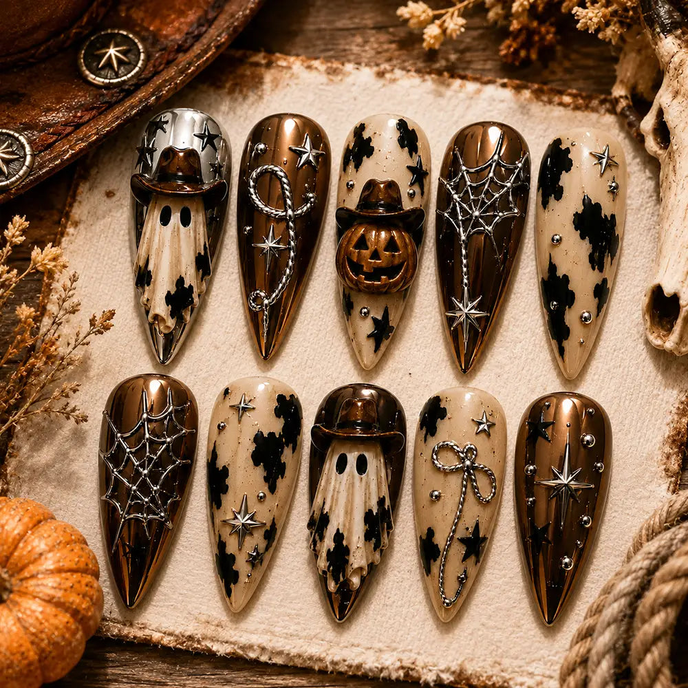 Cute Kawaii Halloween Witch Chicken Rhinestone Press On Nails
