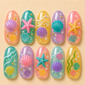 Cute Pastel Mermaid Seashell Starfish Jelly Press On Nails
