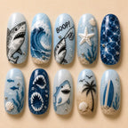 Cute Shark Ocean Beach Summer Press On Nails