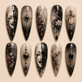 Dark Gothic Halloween Venetian Mask Rhinestone Press On Nails
