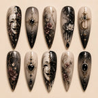 Dark Gothic Halloween Venetian Mask Rhinestone Press On Nails