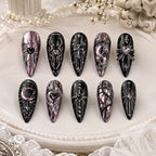 Dark Romantic Heart & Cross Gothic Press On Nails — image 2