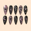 Dark Romantic Heart & Cross Gothic Press On Nails — image 1
