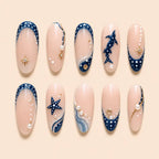 Deep Blue Shark & Seashell Press On Nails — image 1