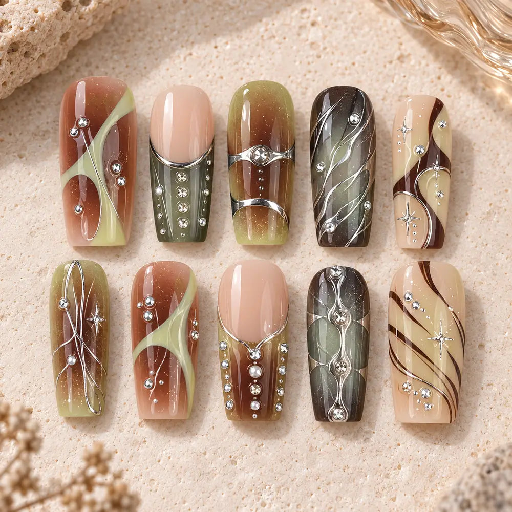 Earthbound Orbit Rhinestone Press On Nails — image 2