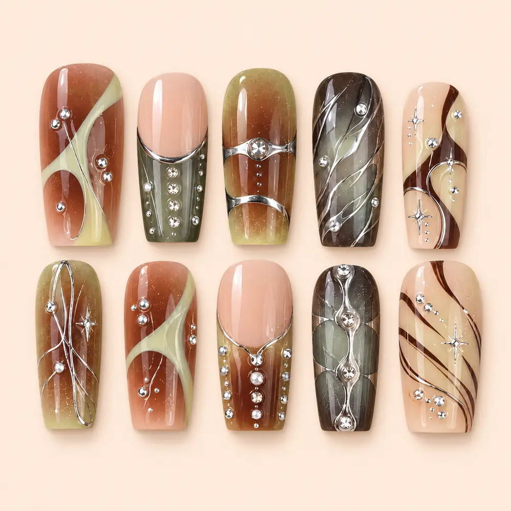 Earthbound Orbit Rhinestone Press On Nails — image 1