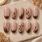 Earthy Botanical Brown French Press On Nails — image 2