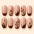Earthy Botanical Brown French Press On Nails — image 1