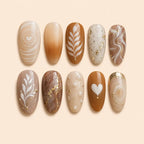 Earthy Botanical Heart Marble Press On Nails — image 1