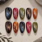 Earthy Botanical Star Cat Eye Press On Nails — image 2