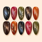 Earthy Botanical Star Cat Eye Press On Nails — image 1