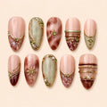 Earthy Rose Sage Jeweled Boho Press On Nails — image 1