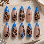 Electric Blue Leopard Rhinestone Press On Nails — image 2