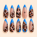 Electric Blue Leopard Rhinestone Press On Nails — image 1