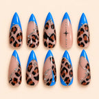 Electric Blue Leopard Rhinestone Press On Nails — image 1