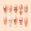 Elegant Birthday Balloon French Tip Glitter Press On Nails