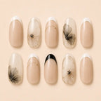 Elegant Floating Feather Ombre French Tip Press On Nails