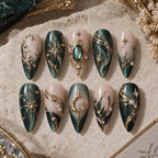 Emerald Moon and Star 3D Rhinestone Press On Nails — image 2