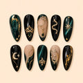 Emerald Serpent Celestial Cat Eye Press On Nails — image 1