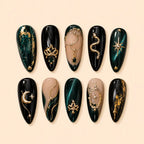 Emerald Serpent Celestial Cat Eye Press On Nails — image 1